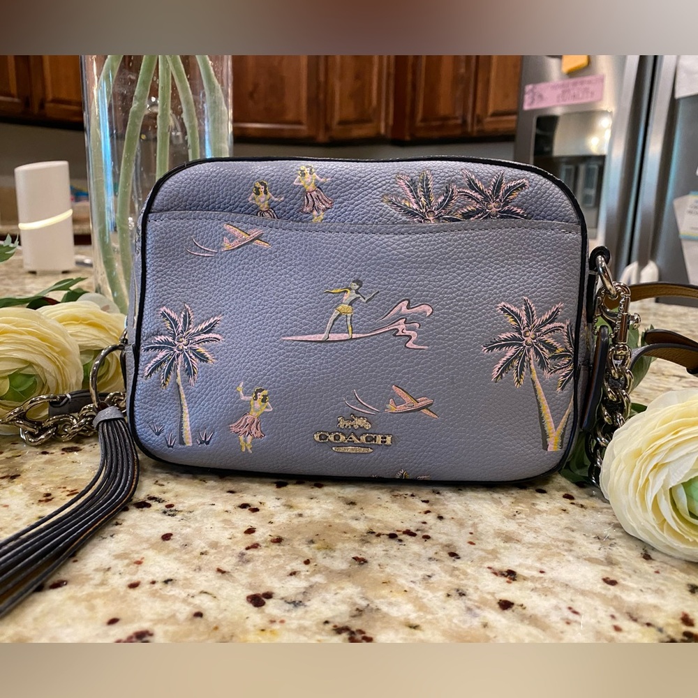 Coach Vintage Palm Print Pebble Leather Camera Bag Crossbody